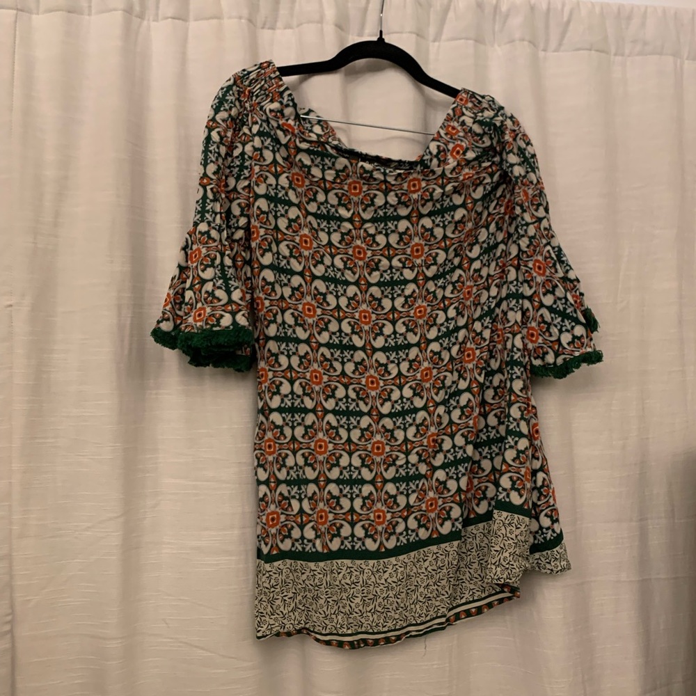 Lulus Wanderlust For Life Green Print Off-The-Shoulder Mini Dress - Picture 2 of 5